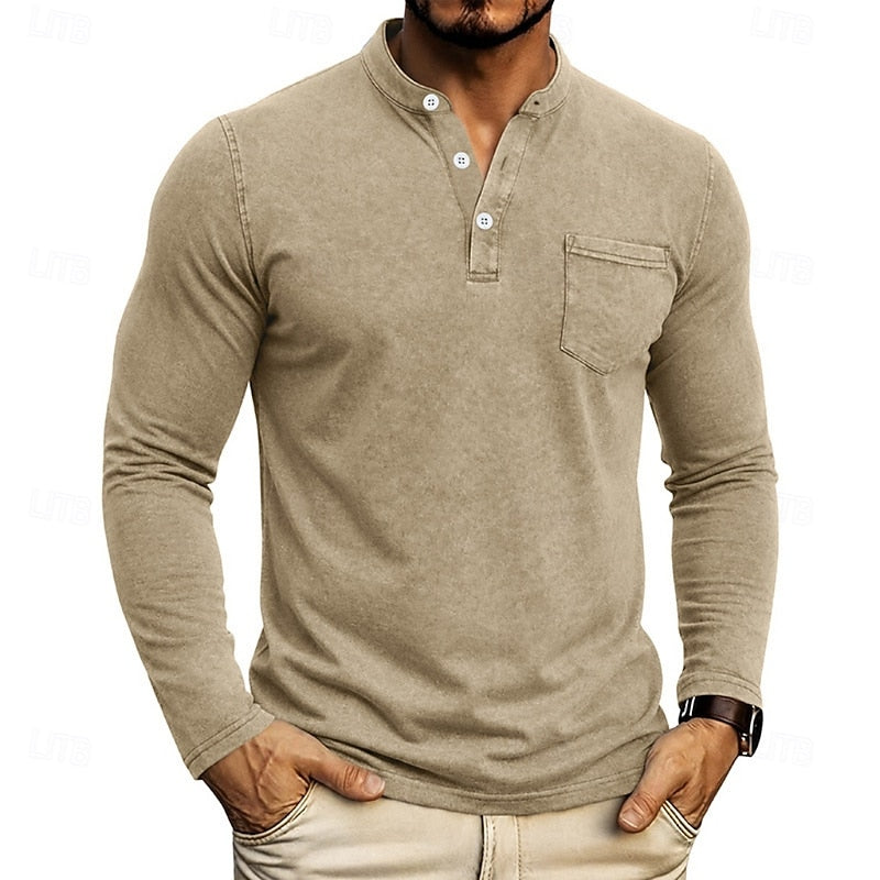 Men's Long-Sleeve Henley Summer Shirt – image 2
