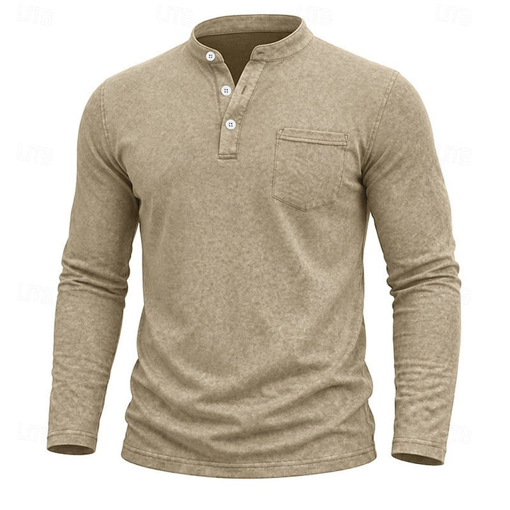 Men's Long-Sleeve Henley Summer Shirt – image 11