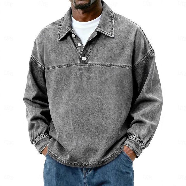 Men's Long-Sleeve Half-Button Summer Shirt – image 10