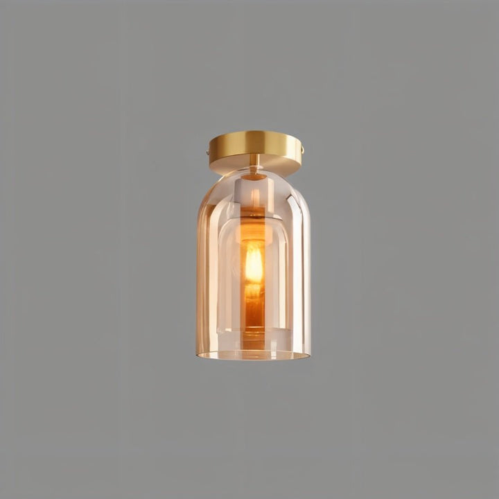 Glass Globe Ceiling Light | Amber or Smoke, Dome or Cylinder