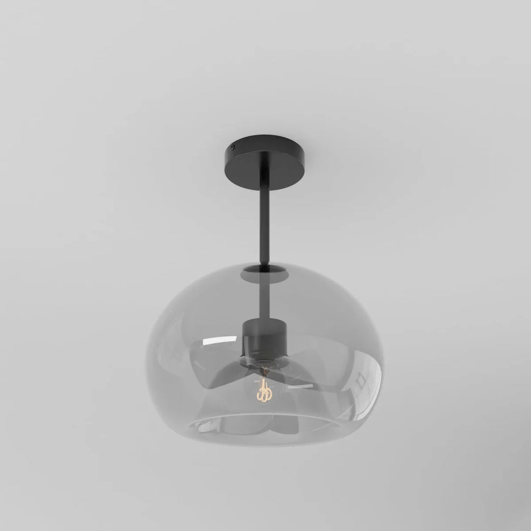 Glass Globe Ceiling Light | Amber or Smoke, Dome or Cylinder