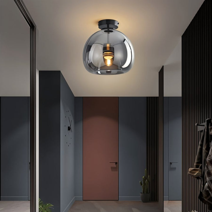 Glass Globe Ceiling Light | Amber or Smoke, Dome or Cylinder