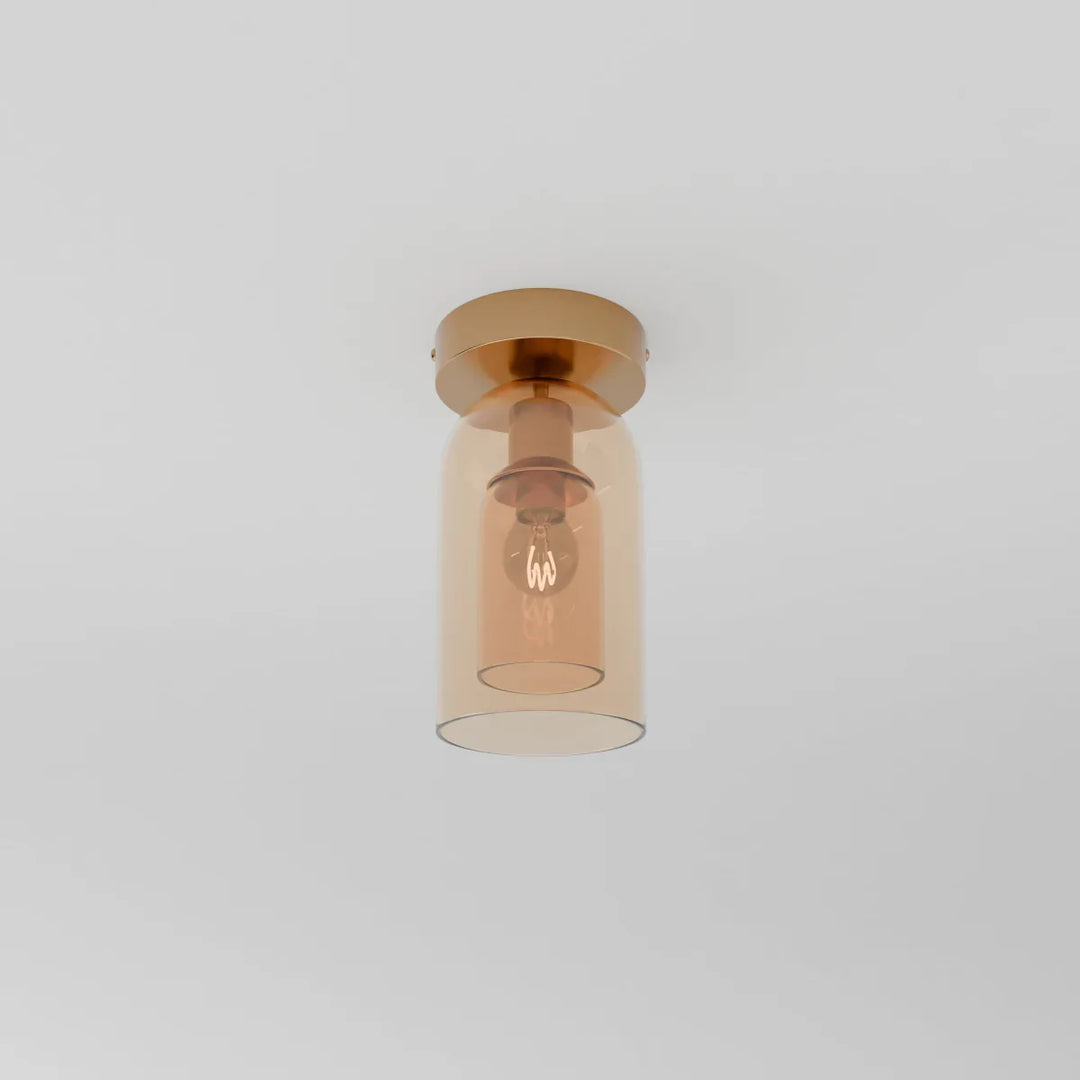 Glass Globe Ceiling Light | Amber or Smoke, Dome or Cylinder
