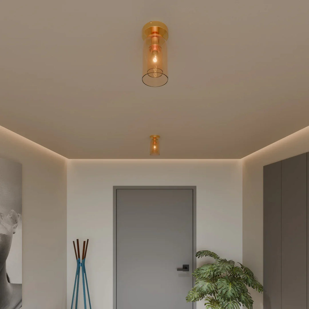 Glass Globe Ceiling Light | Amber or Smoke, Dome or Cylinder