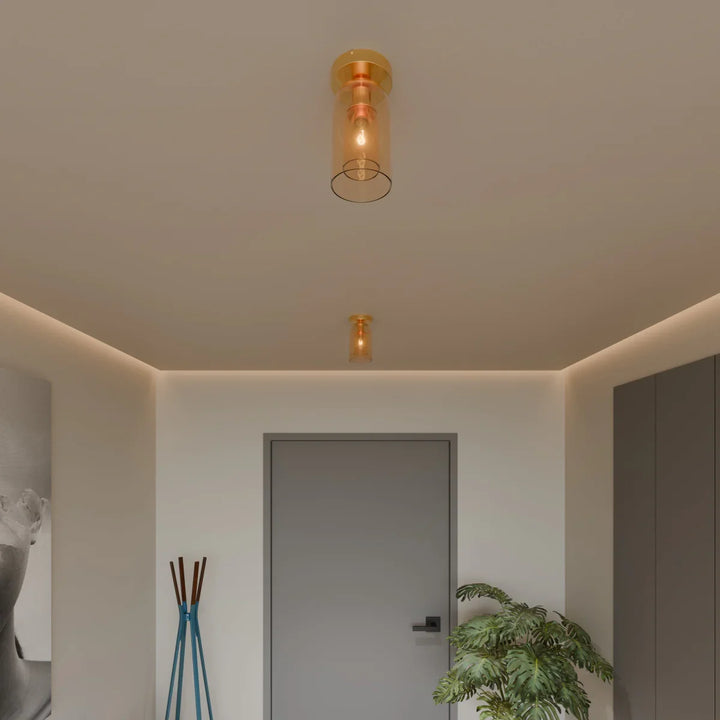 Glass Globe Ceiling Light | Amber or Smoke, Dome or Cylinder