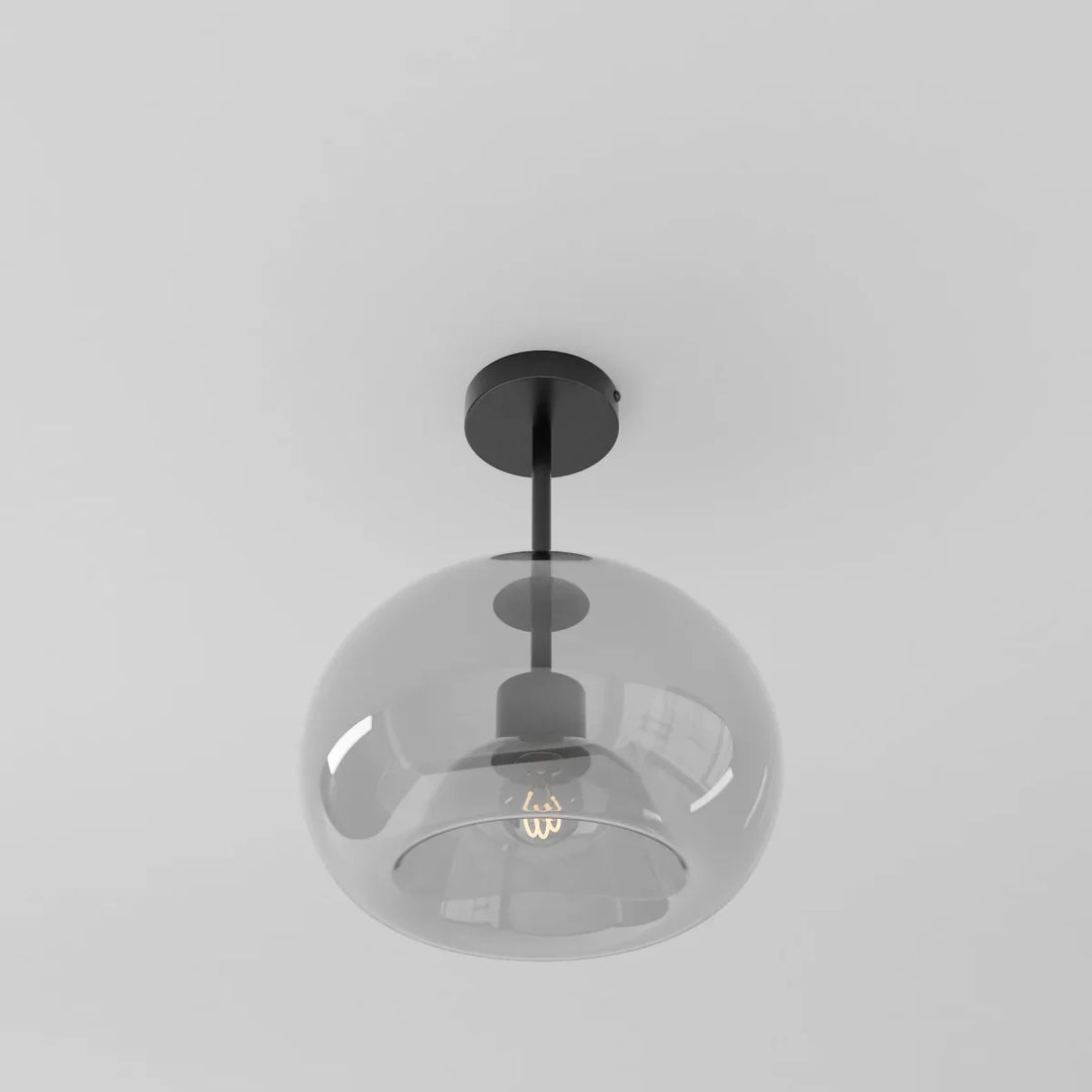 Glass Globe Ceiling Light | Amber or Smoke, Dome or Cylinder