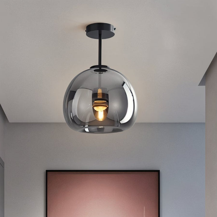 Glass Globe Ceiling Light | Amber or Smoke, Dome or Cylinder