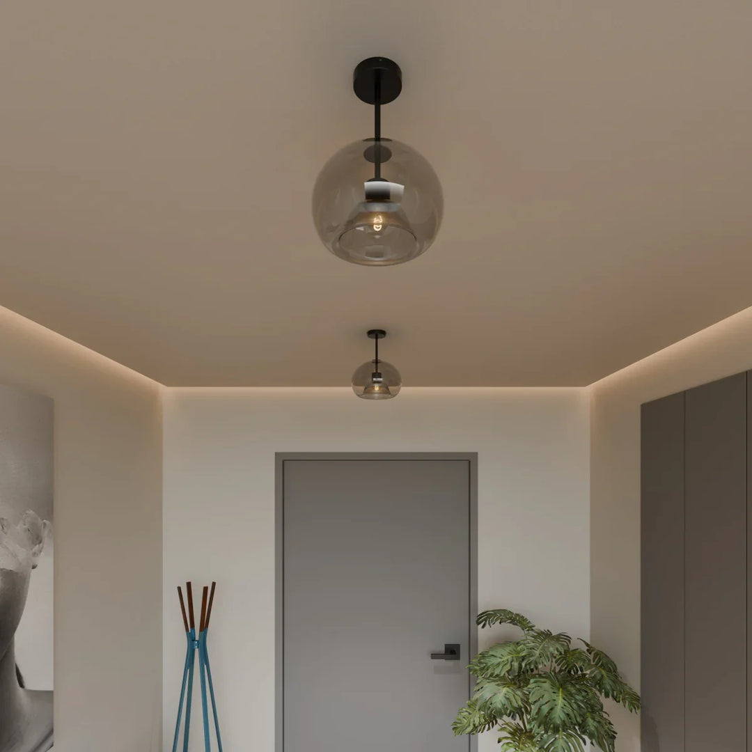 Glass Globe Ceiling Light | Amber or Smoke, Dome or Cylinder