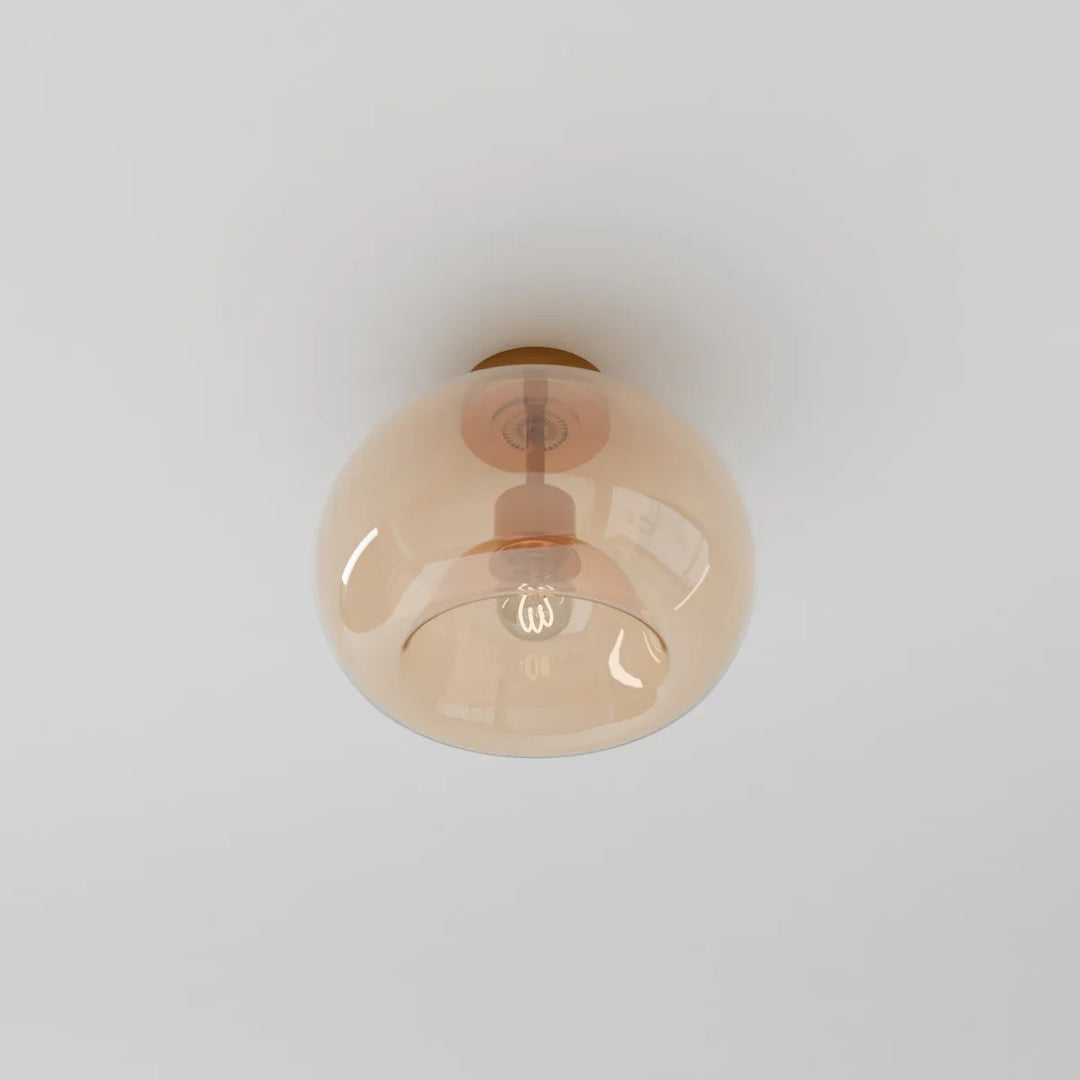 Glass Globe Ceiling Light | Amber or Smoke, Dome or Cylinder