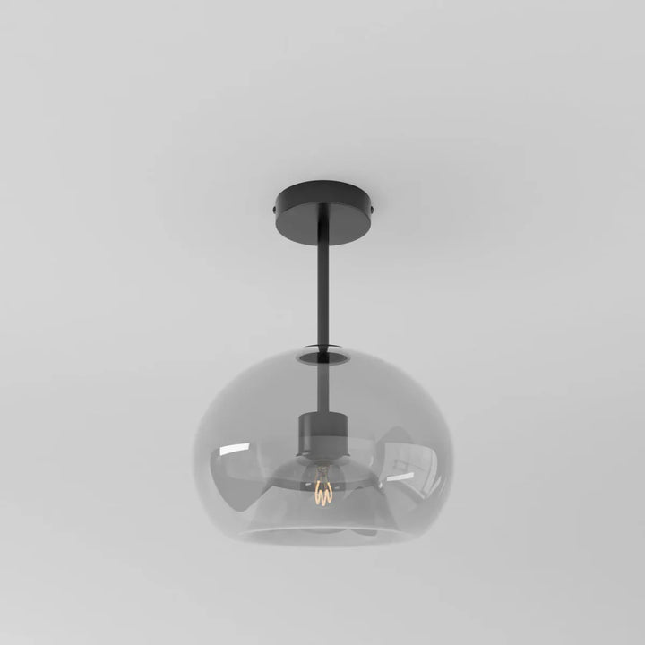 Glass Globe Ceiling Light | Amber or Smoke, Dome or Cylinder