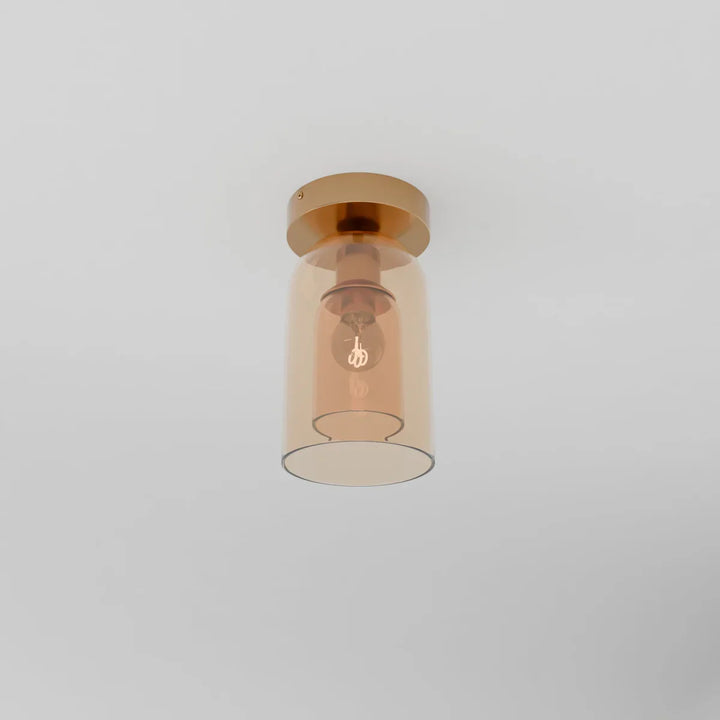 Glass Globe Ceiling Light | Amber or Smoke, Dome or Cylinder