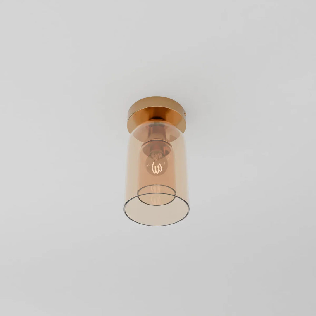 Glass Globe Ceiling Light | Amber or Smoke, Dome or Cylinder