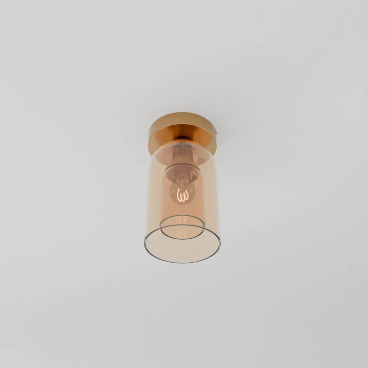 Glass Globe Ceiling Light | Amber or Smoke, Dome or Cylinder