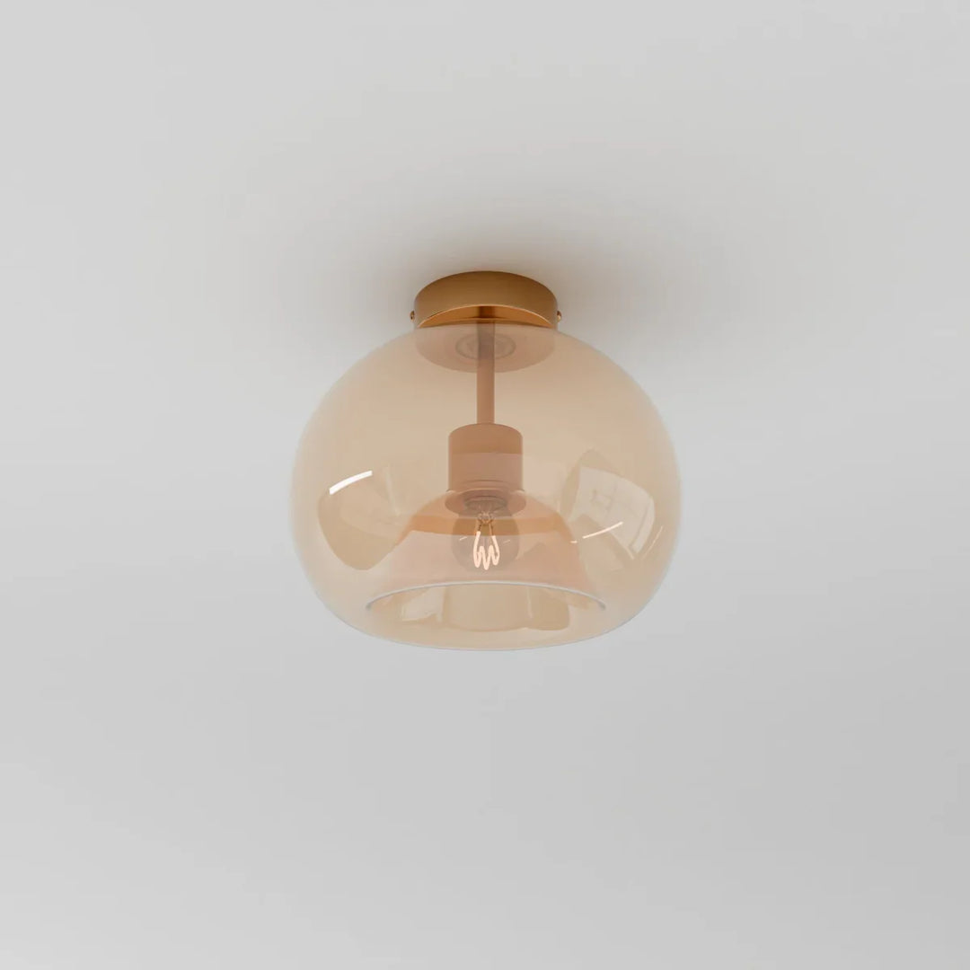 Glass Globe Ceiling Light | Amber or Smoke, Dome or Cylinder
