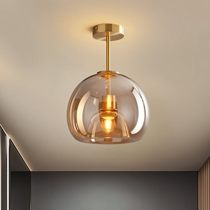 Glass Globe Ceiling Light | Amber or Smoke, Dome or Cylinder
