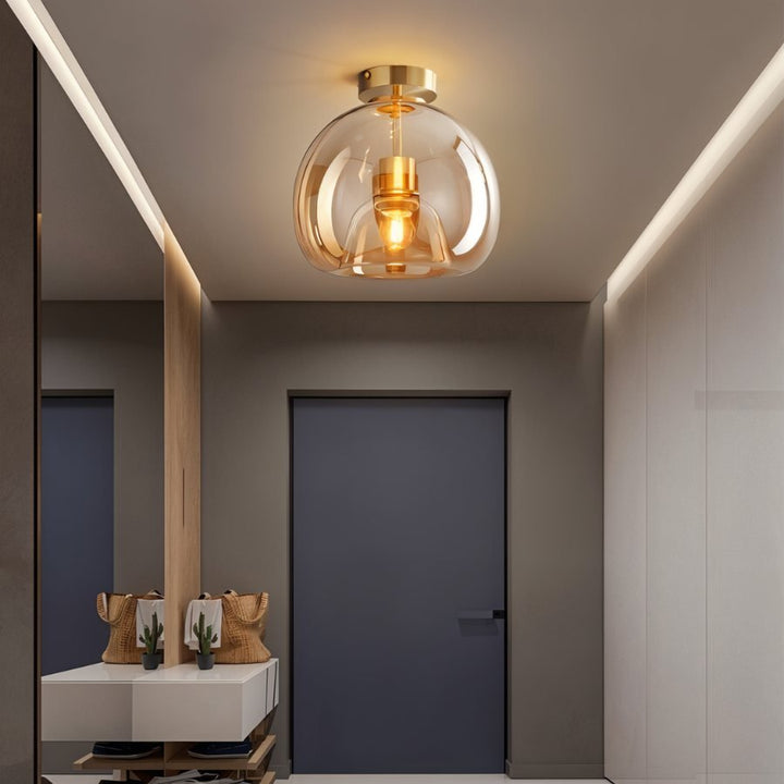 Glass Globe Ceiling Light | Amber or Smoke, Dome or Cylinder