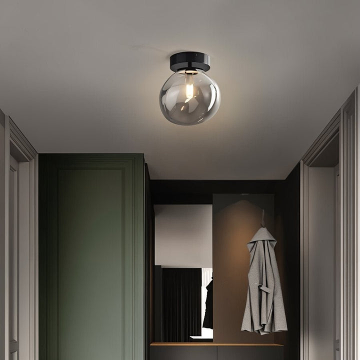 Glass Globe Ceiling Light | Amber or Smoke, Dome or Cylinder