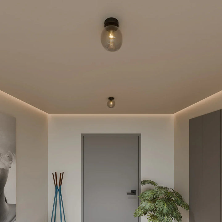 Glass Globe Ceiling Light | Amber or Smoke, Dome or Cylinder