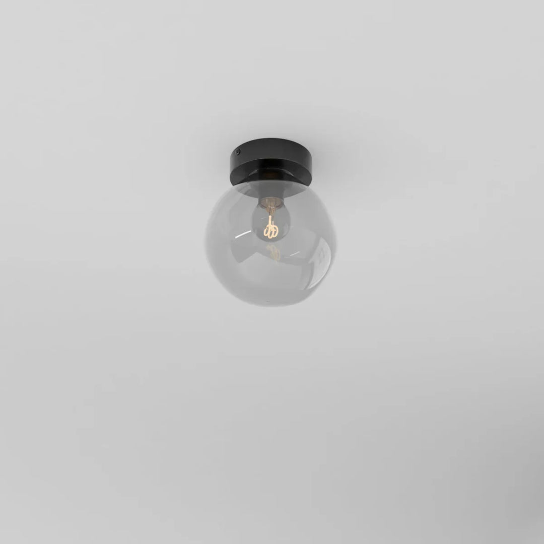 Glass Globe Ceiling Light | Amber or Smoke, Dome or Cylinder