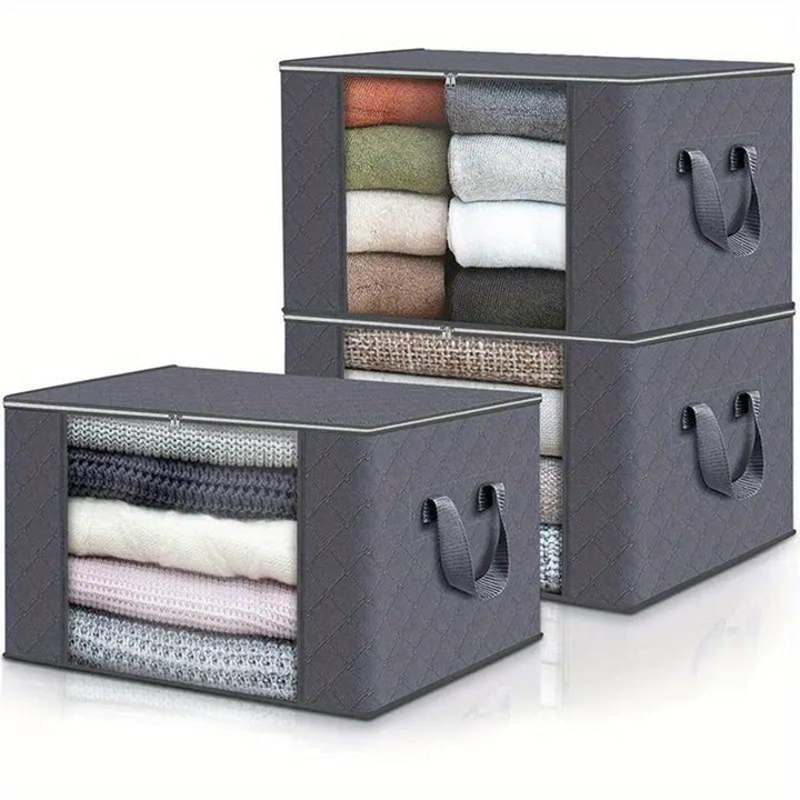 Large fabric storage bags with clear window