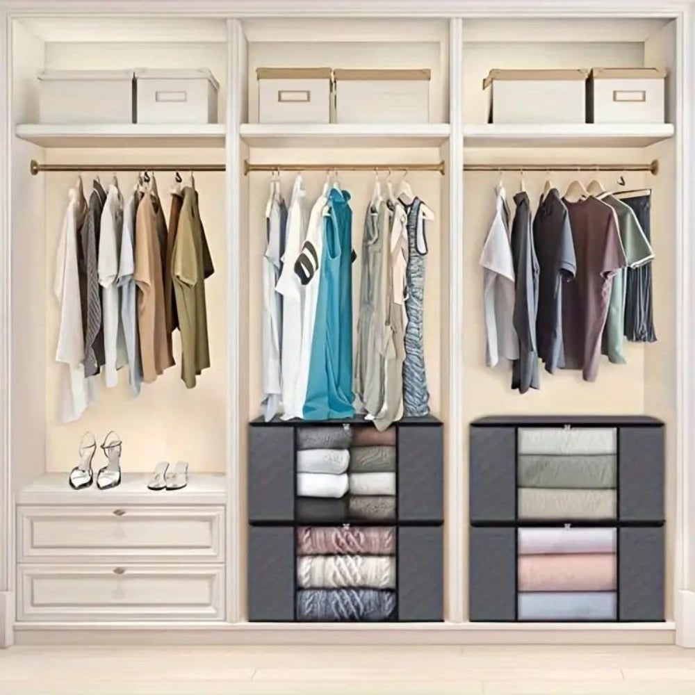 Large fabric storage bags with clear window