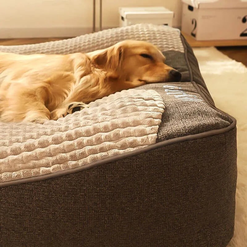 Large waffle-top dog bed with bolster
