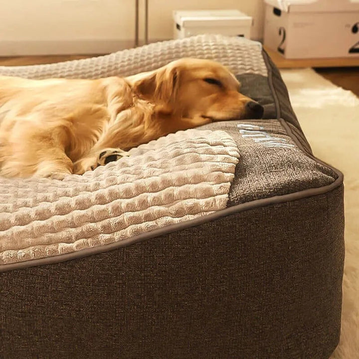 Large waffle-top dog bed with bolster