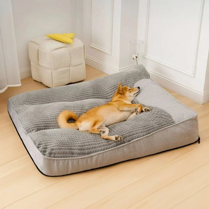 Large waffle-top dog bed with bolster