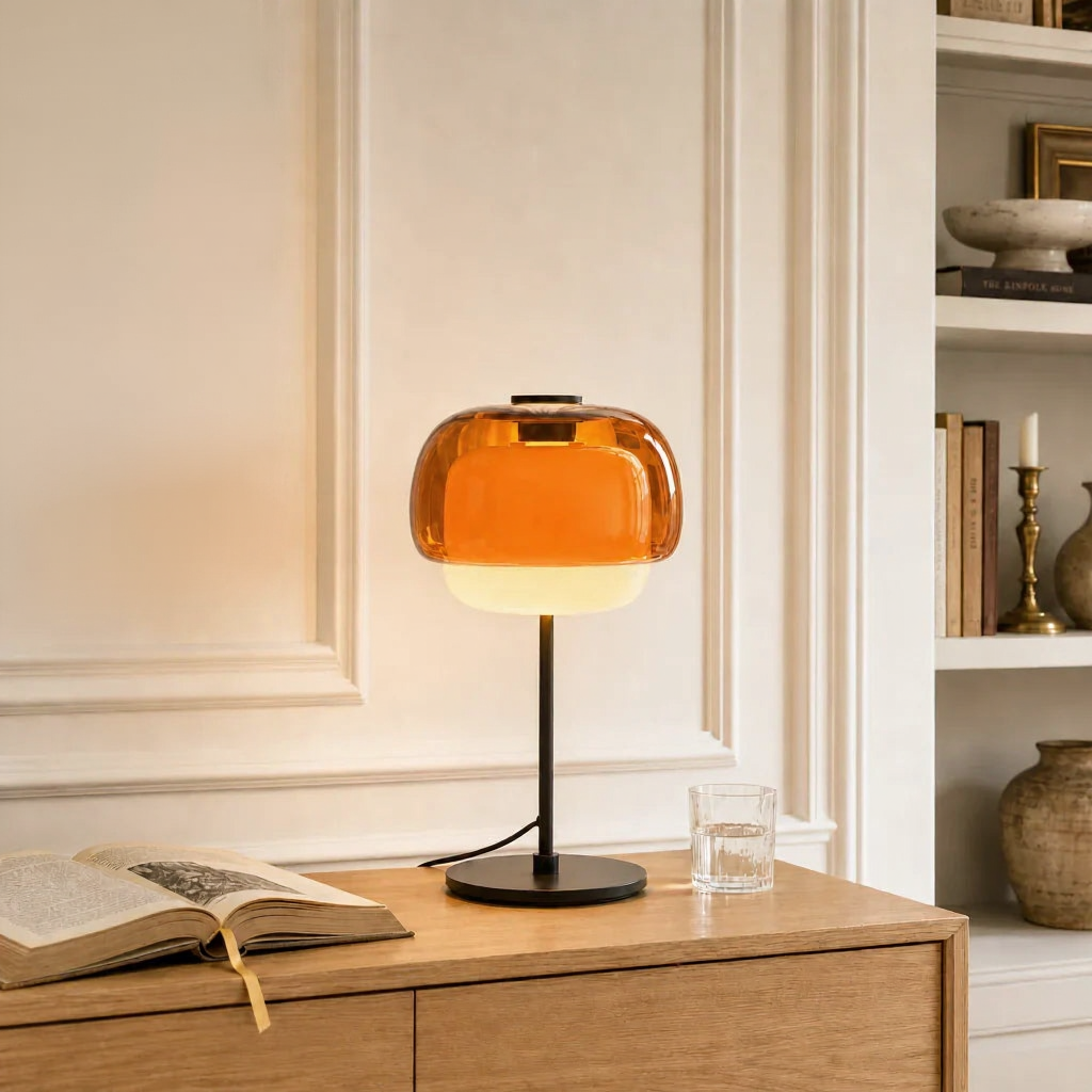 Sanae Modern Retro Double-Dome Colored Glass Table Lamp