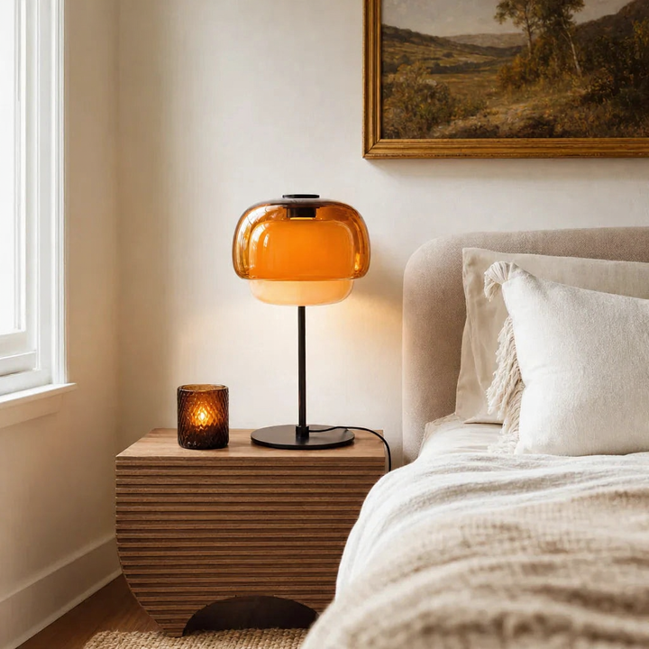 Sanae Modern Retro Double-Dome Colored Glass Table Lamp
