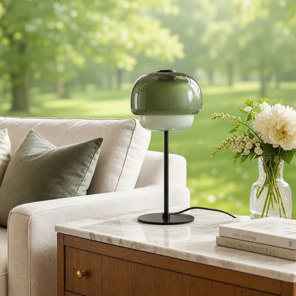 Sanae Modern Retro Double-Dome Colored Glass Table Lamp