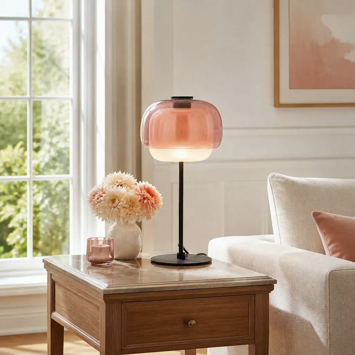 Sanae Modern Retro Double-Dome Colored Glass Table Lamp