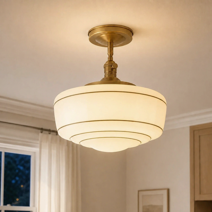 Talos Mid-Century Modern Round Glass Flush Mount Light