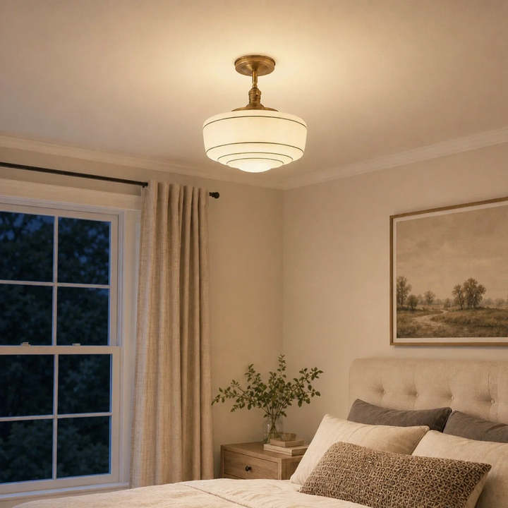 Talos Mid-Century Modern Round Glass Flush Mount Light