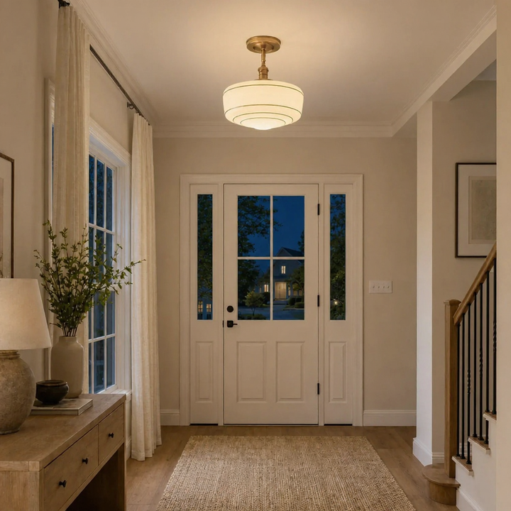 Talos Mid-Century Modern Round Glass Flush Mount Light