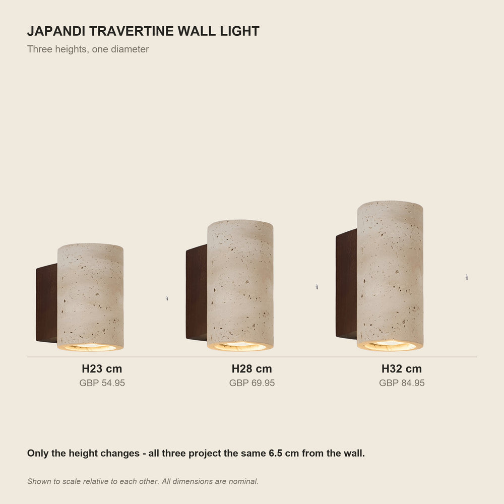 Japandi Travertine Wall Light LED Light With Up And Down Glow — size guide