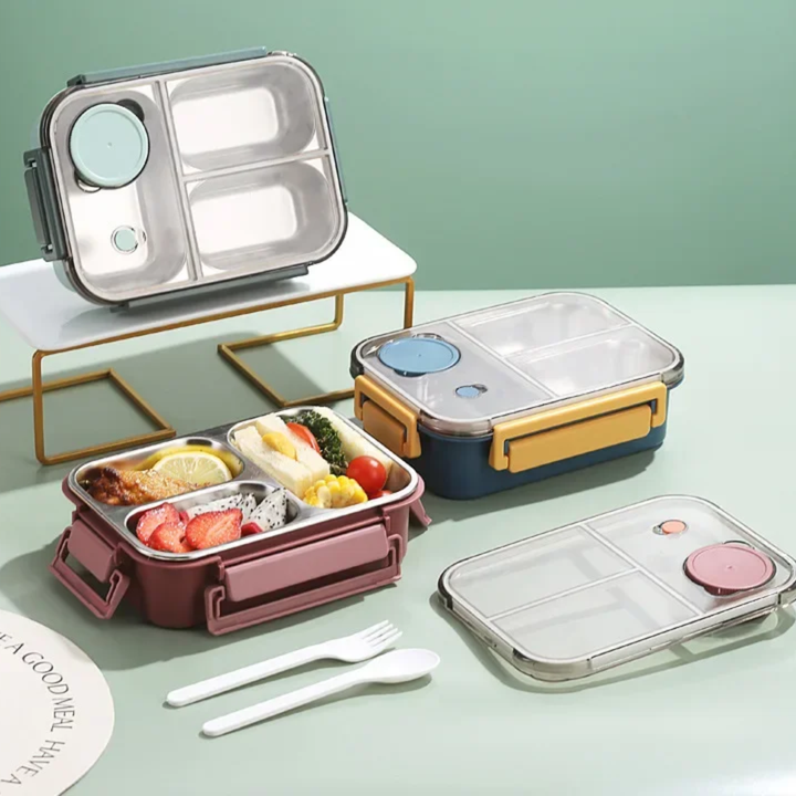 Leakproof stainless steel bento box with sauce pot