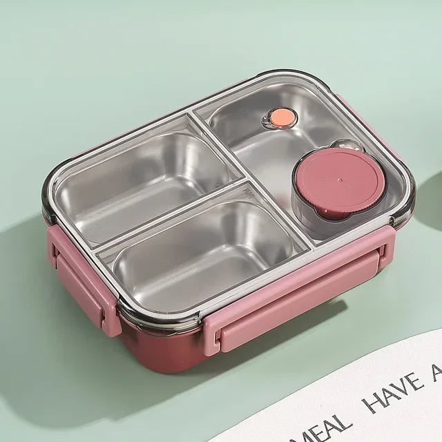 Leakproof stainless steel bento box with sauce pot