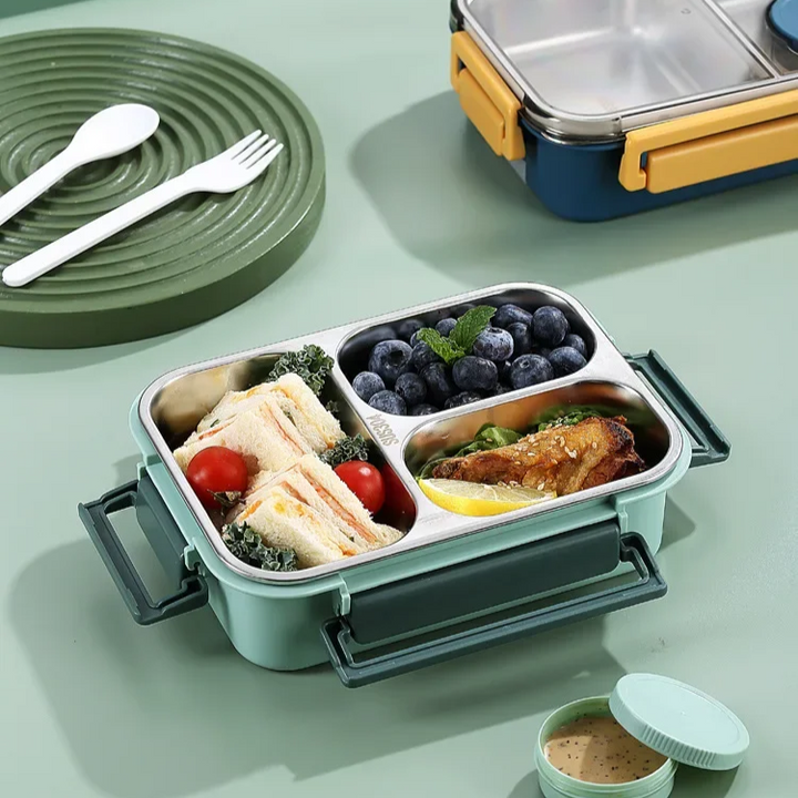 Leakproof stainless steel bento box with sauce pot