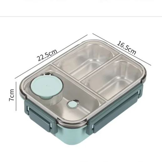 Leakproof stainless steel bento box with sauce pot