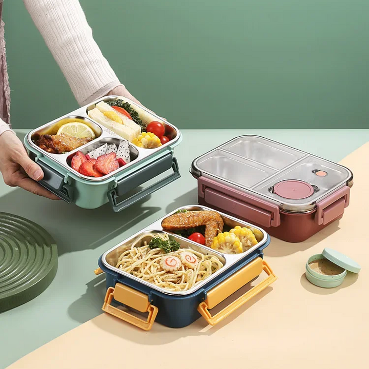 Leakproof stainless steel bento box with sauce pot