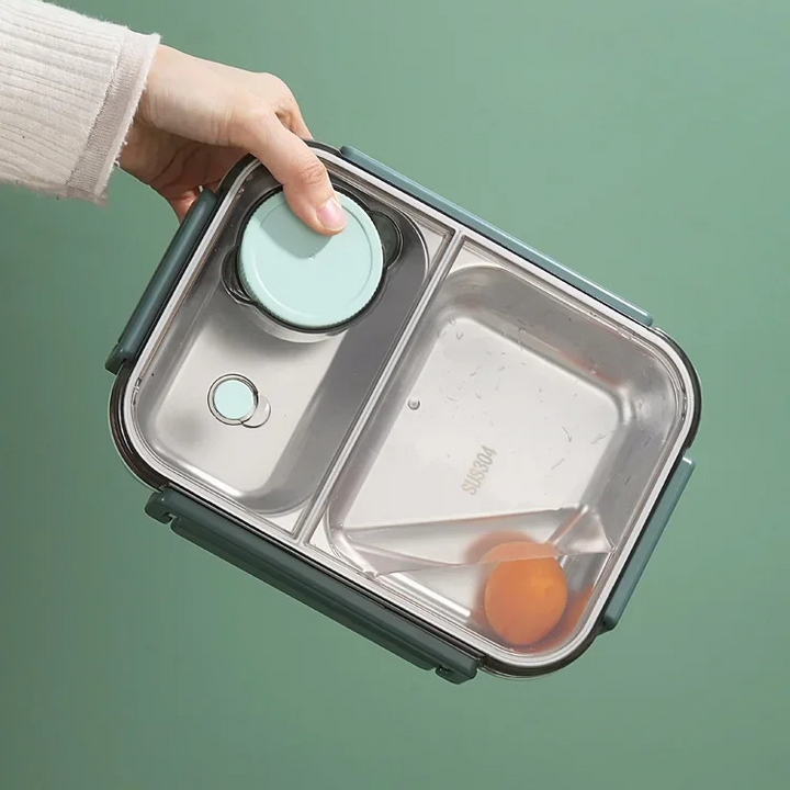 Leakproof stainless steel bento box with sauce pot
