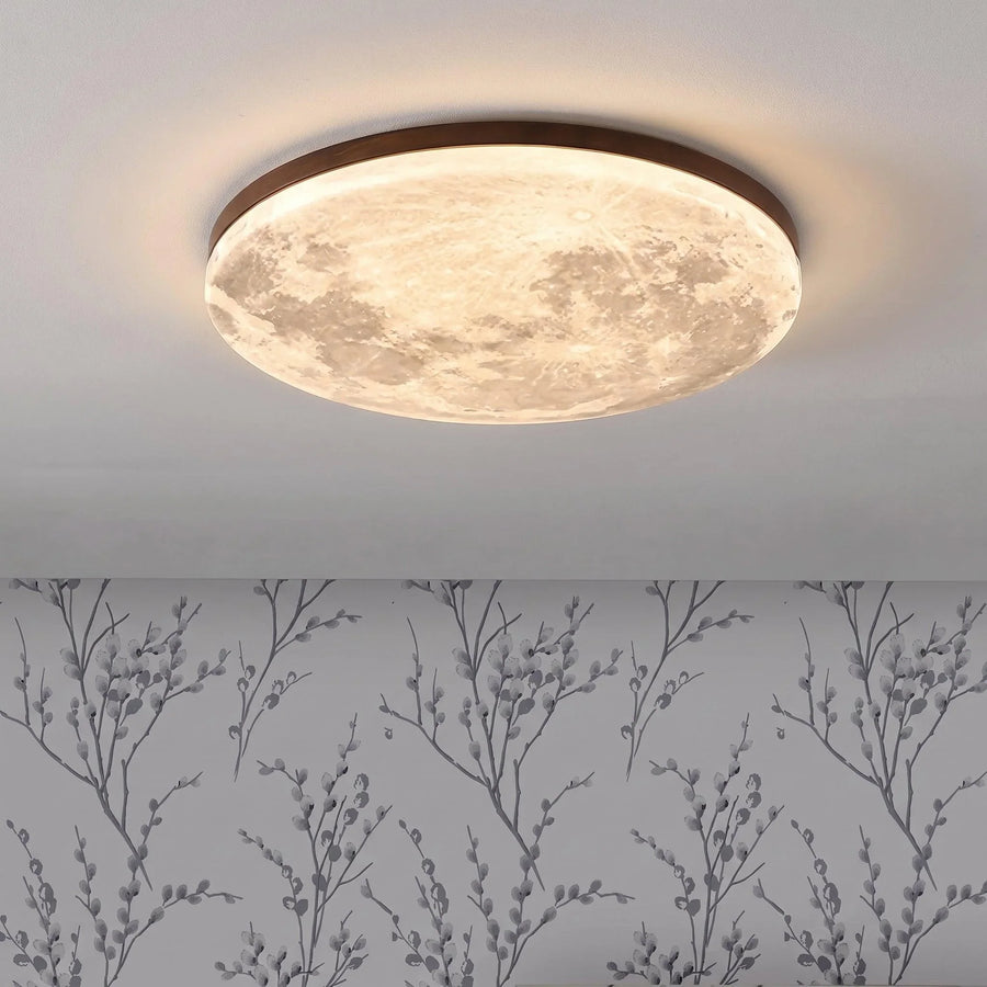 Moon Ceiling Light in Dark Wood
