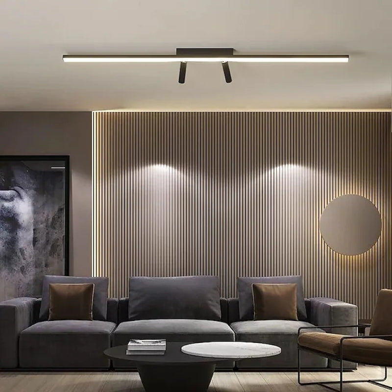 Linear LED ceiling light with spotlights