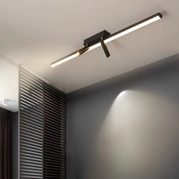 Linear LED ceiling light with spotlights
