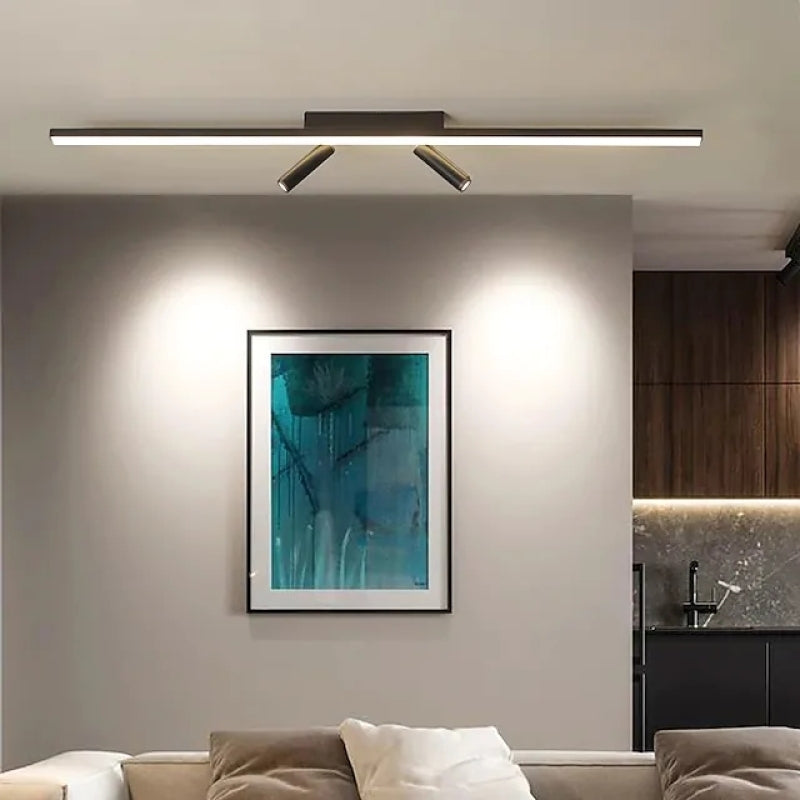 Linear LED ceiling light with spotlights