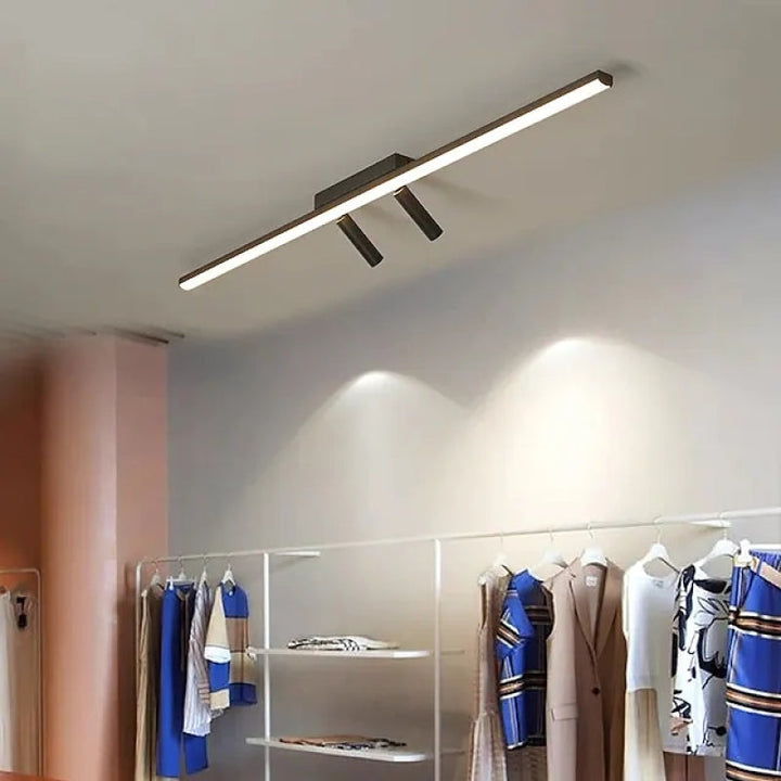 Linear LED ceiling light with spotlights