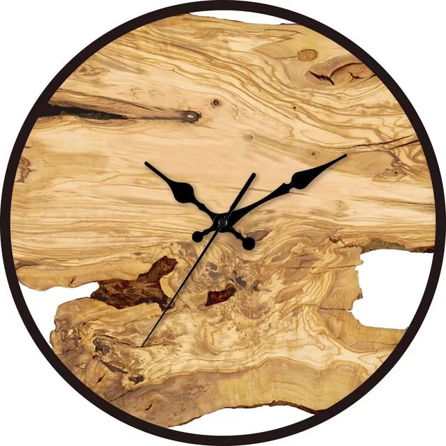 Live-edge wood effect acrylic wall clock