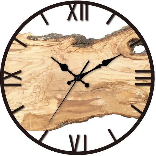 Live-edge wood effect acrylic wall clock