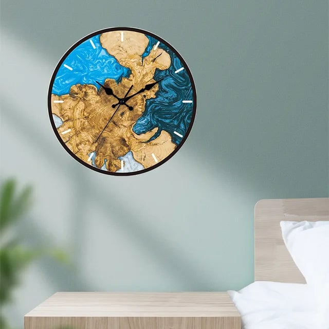 Live-edge wood effect acrylic wall clock